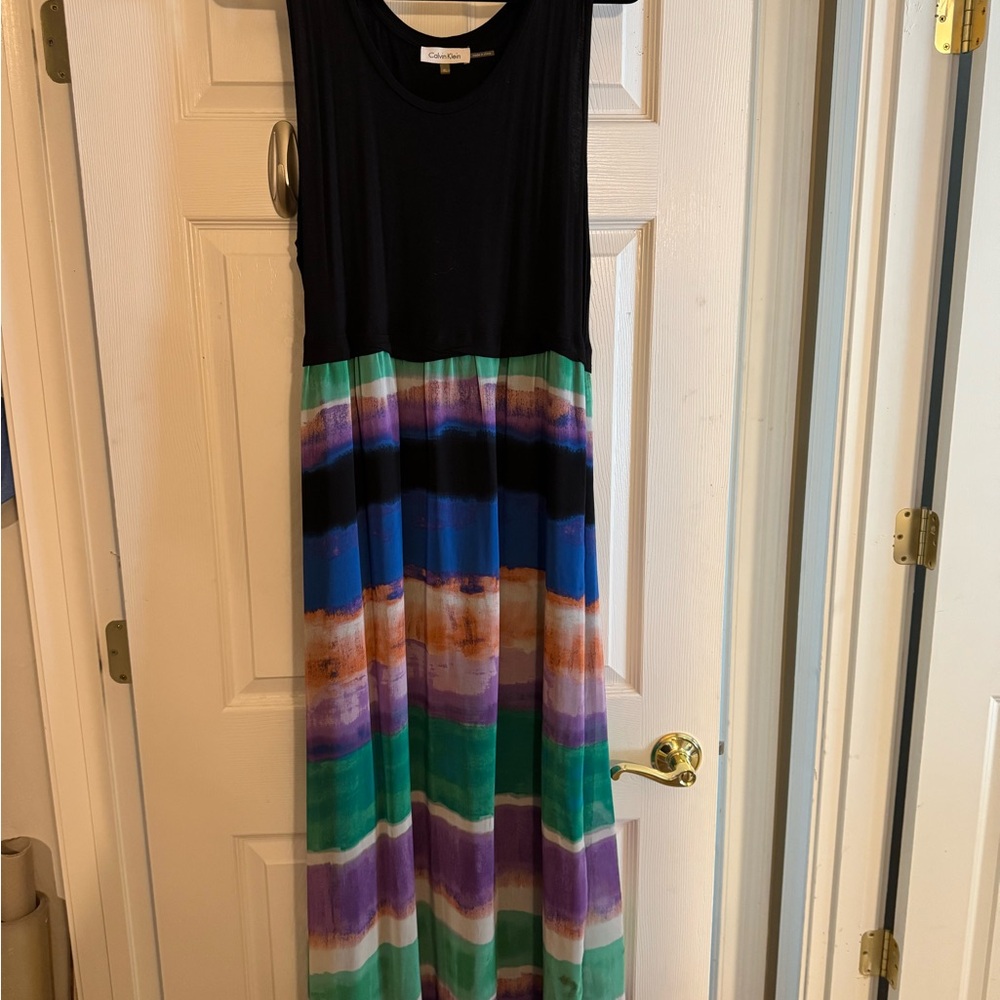 Calvin Klein Black and Multicolor Maxi Dress